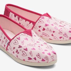 Pink foil hearts. Show love in these glimmer heart Alpargata espadrilles